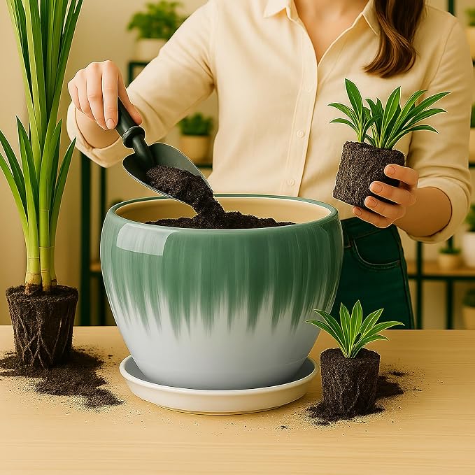 Deep Dream 10 Inch Plant Pot- Ceramic Planter Pot Round Plant Pots - Image 6
