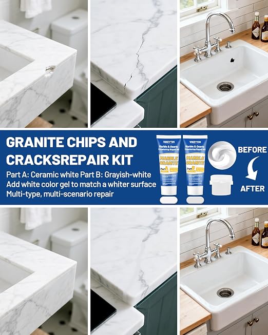 Tile, Marble and Granite Repair Kit, Fix Holes Dents Defects | 160g/5.64oz - Image 6