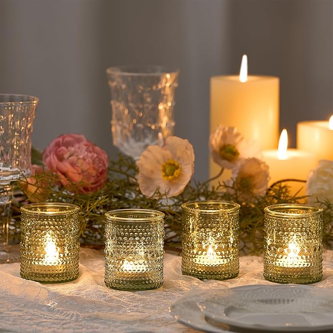 24 Pack Clear Glass Votive Candle Holders, Vintage Candle Holder - Image 2