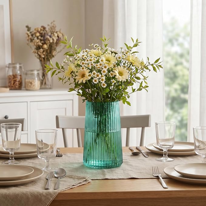Green Glass Vase for Flower, Flower Vase for Bouquet, Modern Glass Vases - Image 6