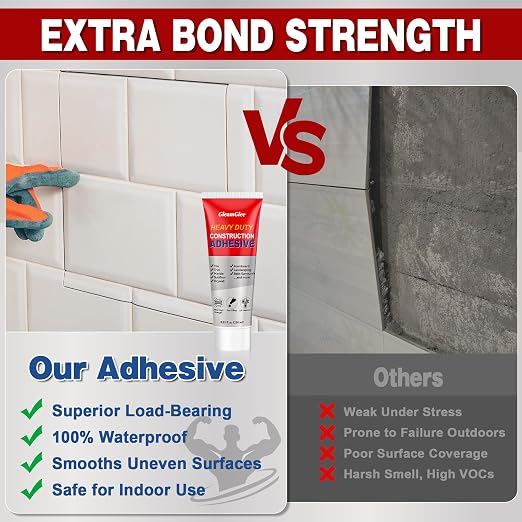 Construction Adhesive, 8.8 fl oz Heavy-Duty Waterproof Cement Glue | Strong - Image 4