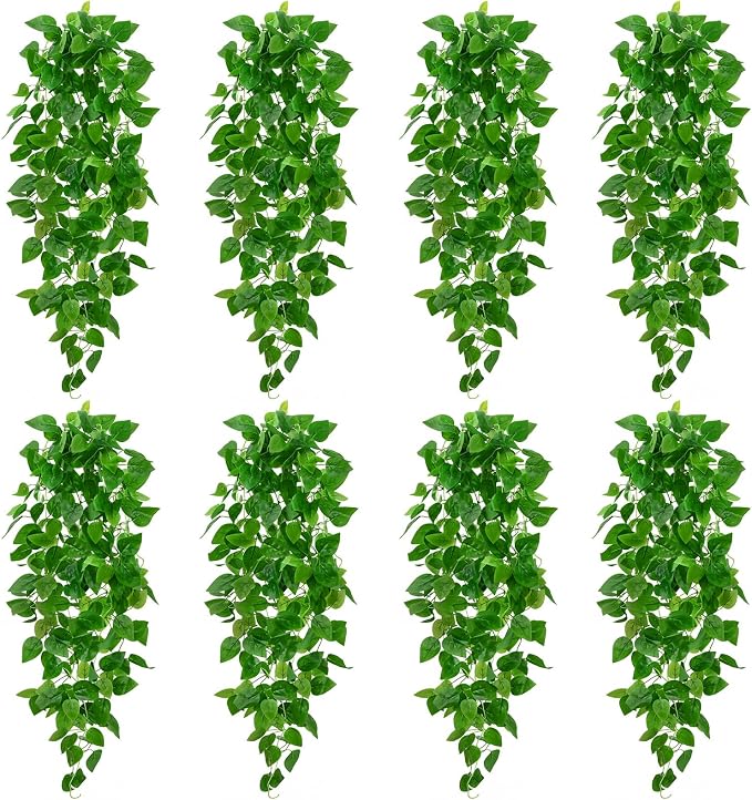 BLEUM CADE 8Pcs Fake Hanging Plants, 9 Branch Artificial Hanging Plant by BLEUMCADE