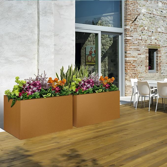 Corten Steel Planter Box 28"x12"x28", Tall Planter Box Outdoor | Large - Image 7