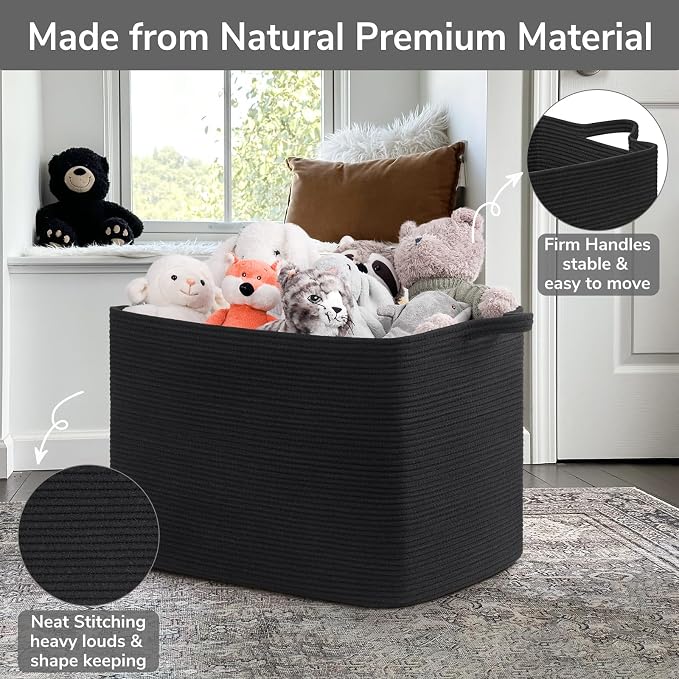 Goodpick 105L Extra Large Woven Rope Blanket Basket, Pillows & Clothes - Image 6