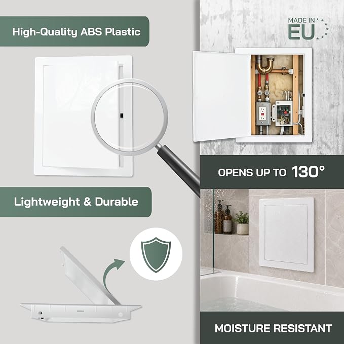 Vent Systems 8" x 10" Push-to-Open ABS Access Door – White Plastic Access Panel - Image 4