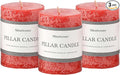 3x4 Inch Bright Red Pillar Candles Set of 3 by MiraScents