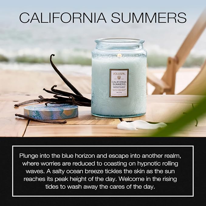 Voluspa California Summers Large Scented Candle Jar, 18 Oz, 100 Hr Burn | - Image 2