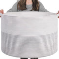 INDRESSME XXXLarge Woven Rope Blanket Basket Living Room White, 90L | 21.7" x by INDRESSME