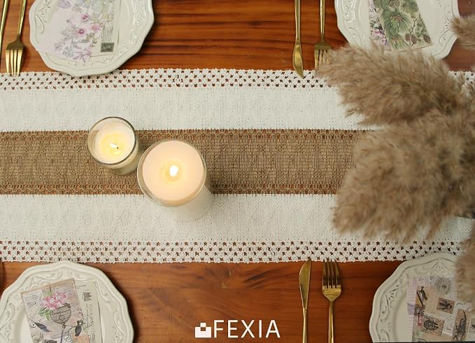 Boho Table Runner for Fall Home Decor 12x108 Rustic - Image 6