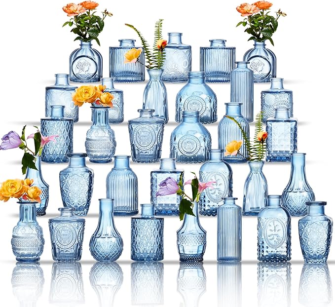 Glass Bud Vases Set of 32 by Unknown