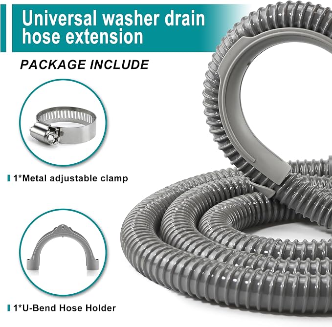 TOMOON 8Ft Universal Washing Machine Drain Hose Extension | Flexible Corrugated - Image 5