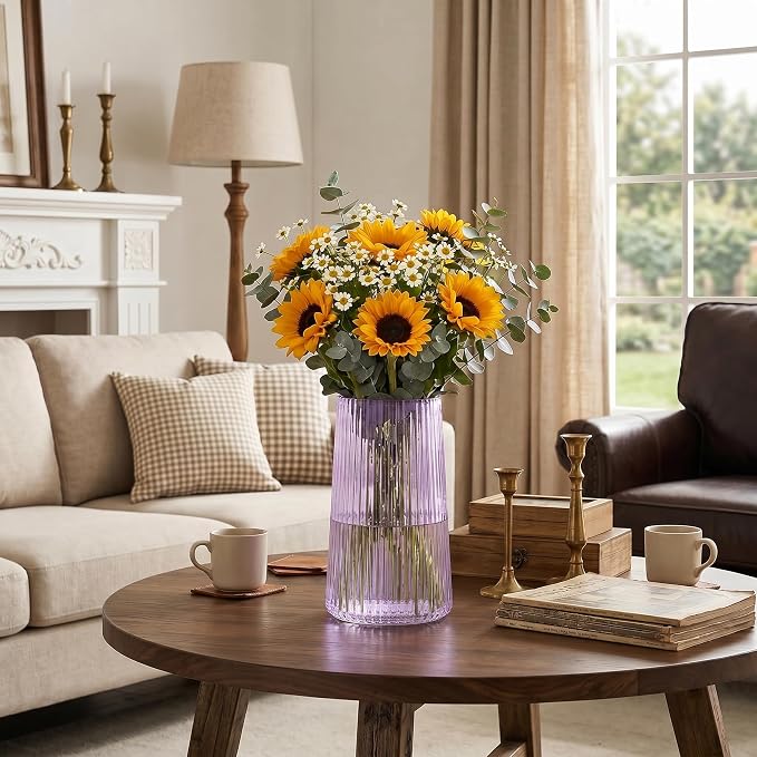 Purple Glass Vase for Flower, Flower Vase for Bouquet, Modern Glass Vases - Image 4