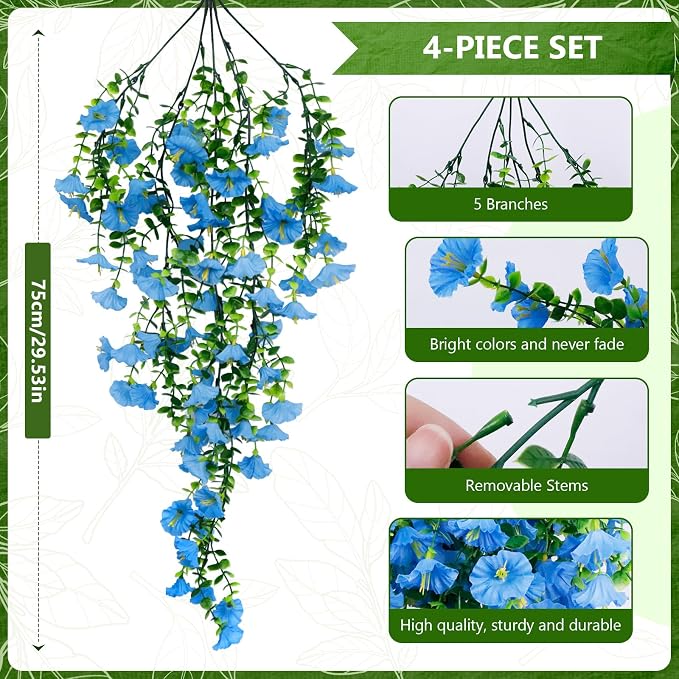 4-Pack Fake Hanging Plants, Faux Hanging Plant Artificial Greenery - Image 3