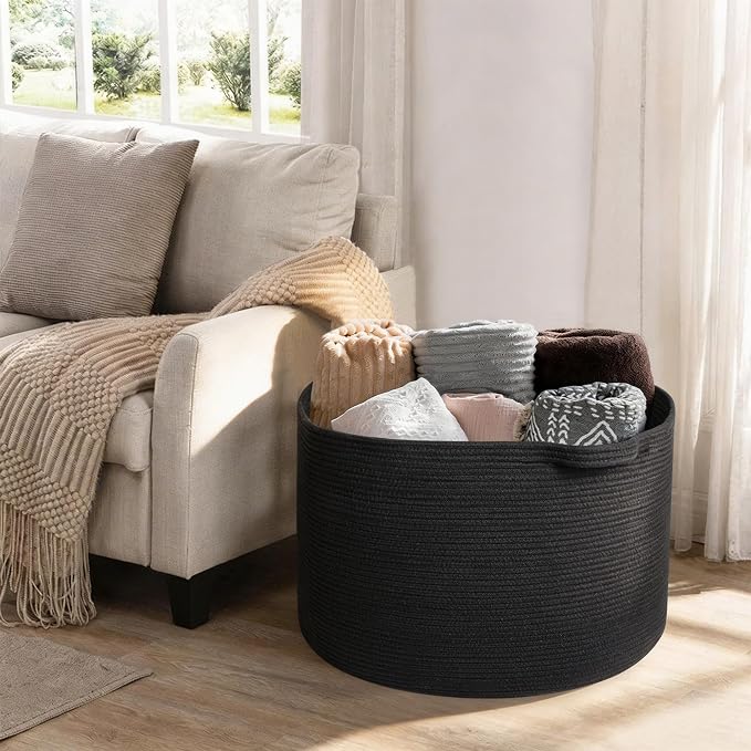 Large Black Blanket Basket, Kids Dog Toy Storage Box Organizer Bins, Blanket - Image 4