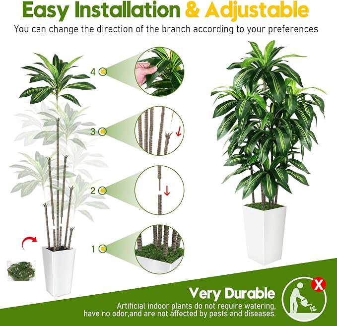 Artificial Dracaena Tree Indoor, 5FT Tall Fake Tree - Image 5