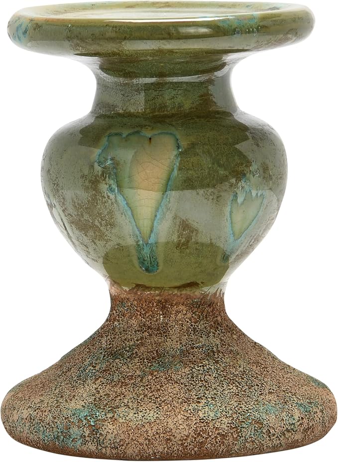 Creative Co-Op 2-Tone Sculptural Terracotta Pillar Candle Holder, Distressed - Image 7