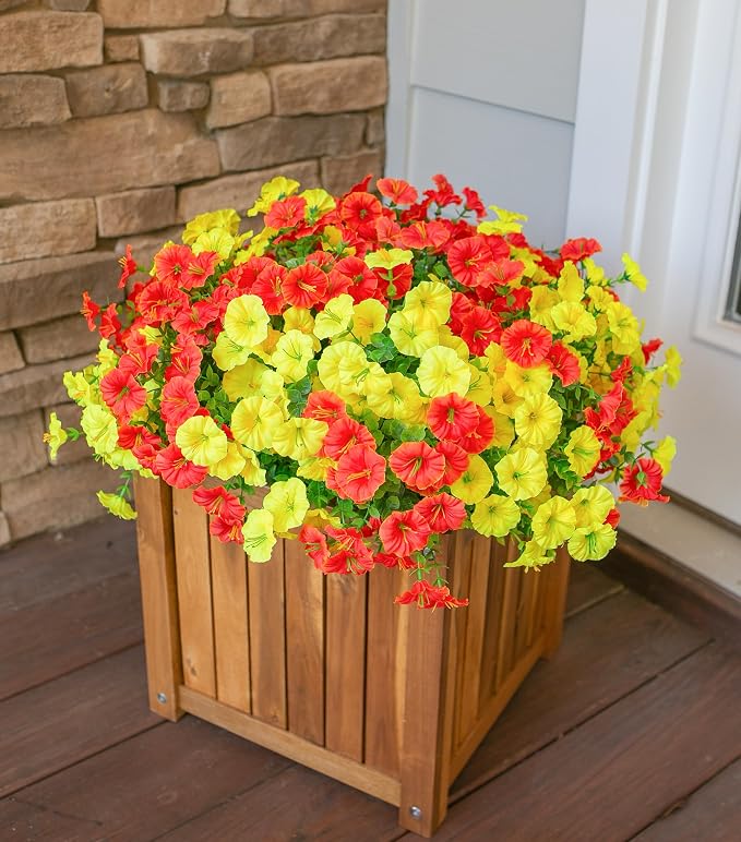 Artificial Flowers for Outdoors Fake Plants Outside Decoration, 12 Bundles Silk - Image 3