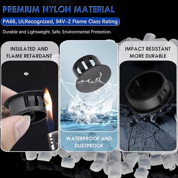 300 PCS 5 Sizes Nylon Plastic Hole Plugs, 1/2 Inch Round Hole, Snap in Knockout - Image 3