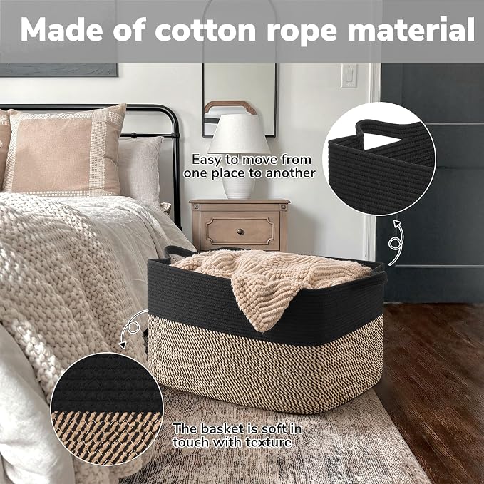 Goodpick 75L Extra Large Woven Blanket Basket, Pillows & Toys, Living Room & - Image 5