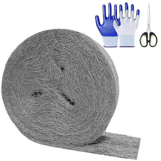 Steel Wool Mice Control, #1 Coarse Steel Wool 65Ft, Mouse Hole Filler DIY Kit by Lipulacer