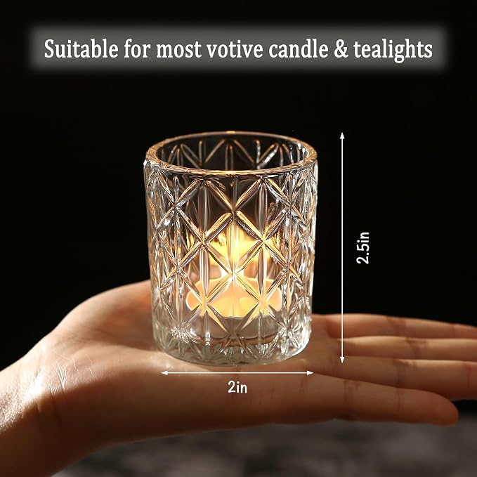 48 Pack Votive Candle Holders, Glass Clear Small Tea Light Candle Holders | - Image 3