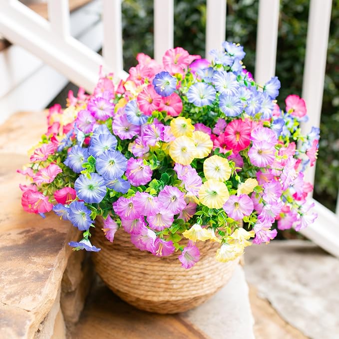 Artificial Flowers for Outdoors Fake Plants Outside Decoration, 12 Bundles Silk - Image 4