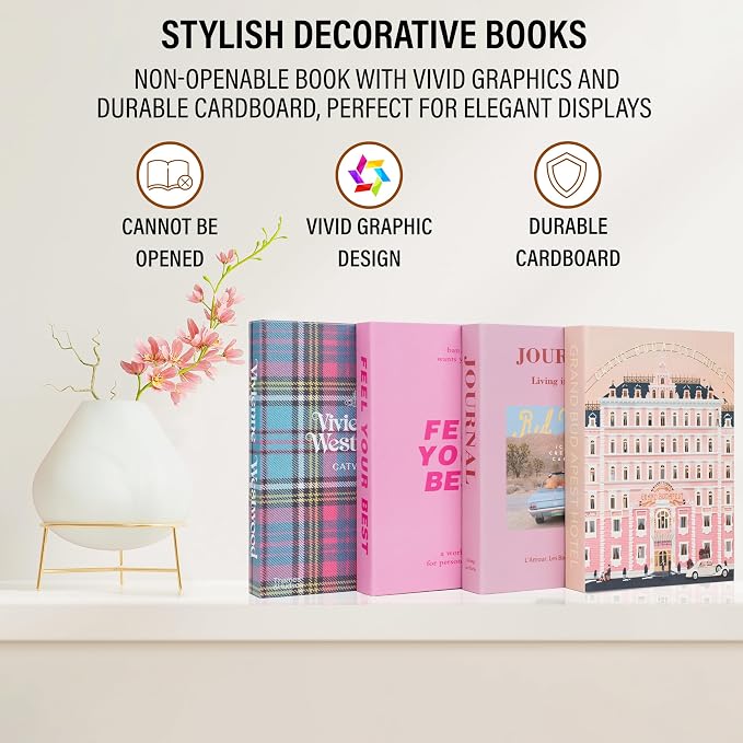 4 Pcs Decorative Books | Faux Velvet Coffee Table & Shelf Decor | Rich Moody - Image 7