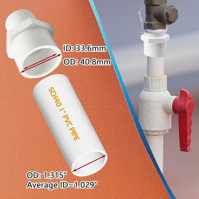 10Pcs White PVC Pipe Fittings, 1inch NPT Male Thread PVC Pipe Fitting Adapter - Image 3