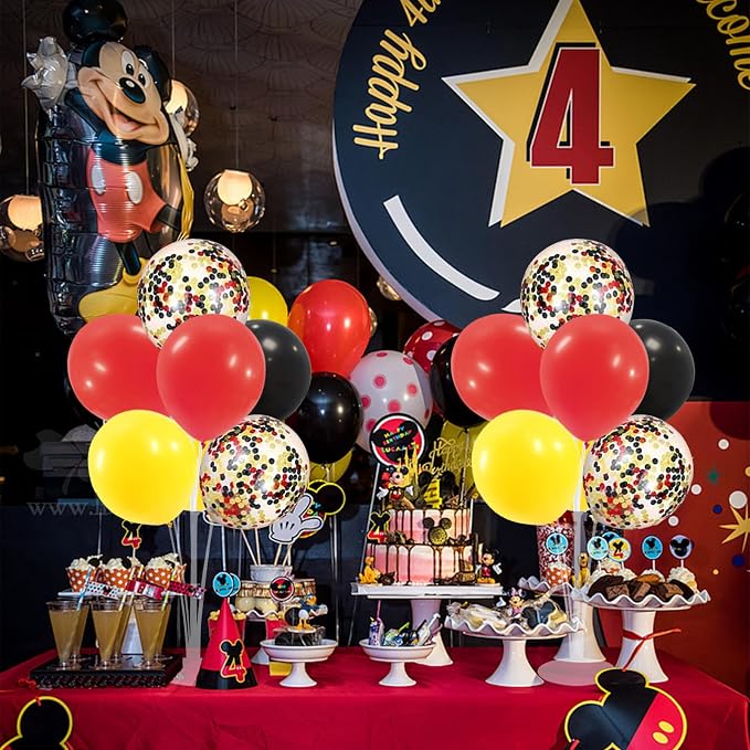 ZJDHPTY Mouse Birthday Decorations, 4Set Red Yellow Black Balloon Stand Kit | - Image 6