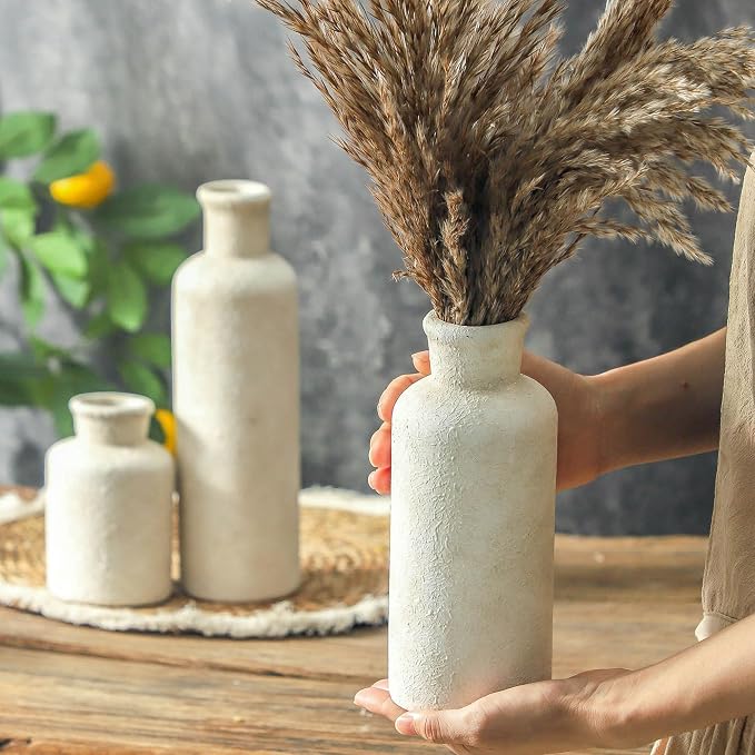 Ceramic Vases Set of 3, Pottery Rustic Farmhouse Decorative Vases Modern Decor - Image 3