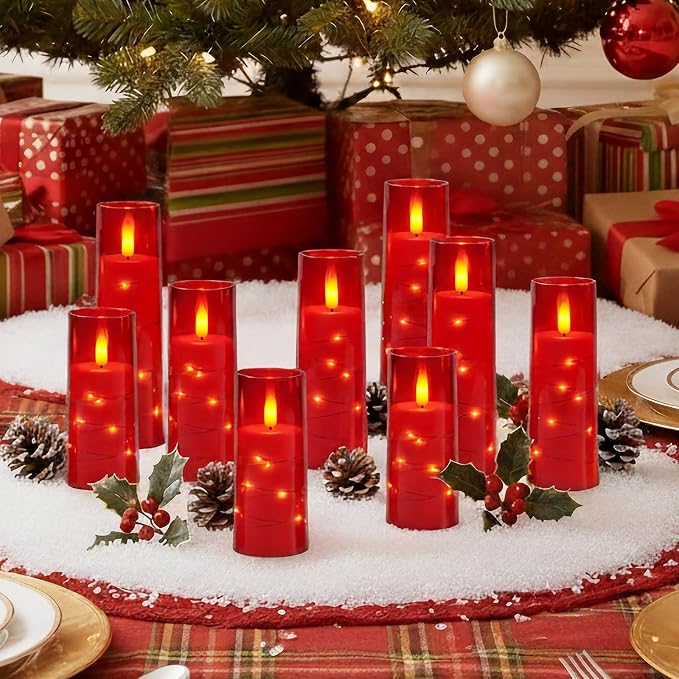 Raycare 9 Pcs Flameless Battery Operated Pillar Candles - Image 9