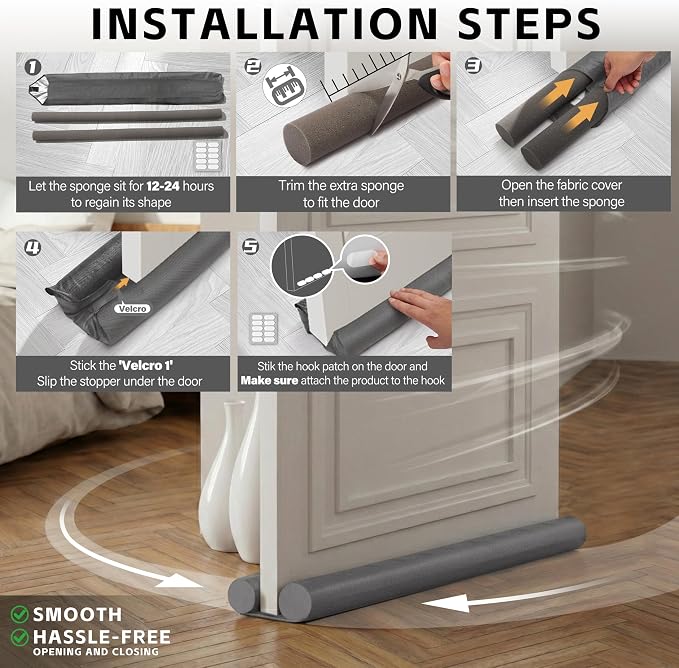 MAXTID 32" Gray Door Air Draft Stopper, Wind Blocker - Image 7