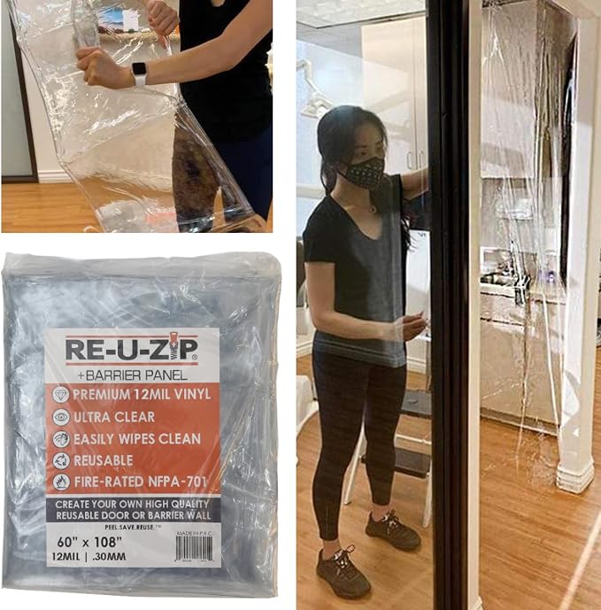 RE-U-ZIP Ultra-Clear Barrier Panel | FR Vinyl Plastic Containment Tarp | - Image 3