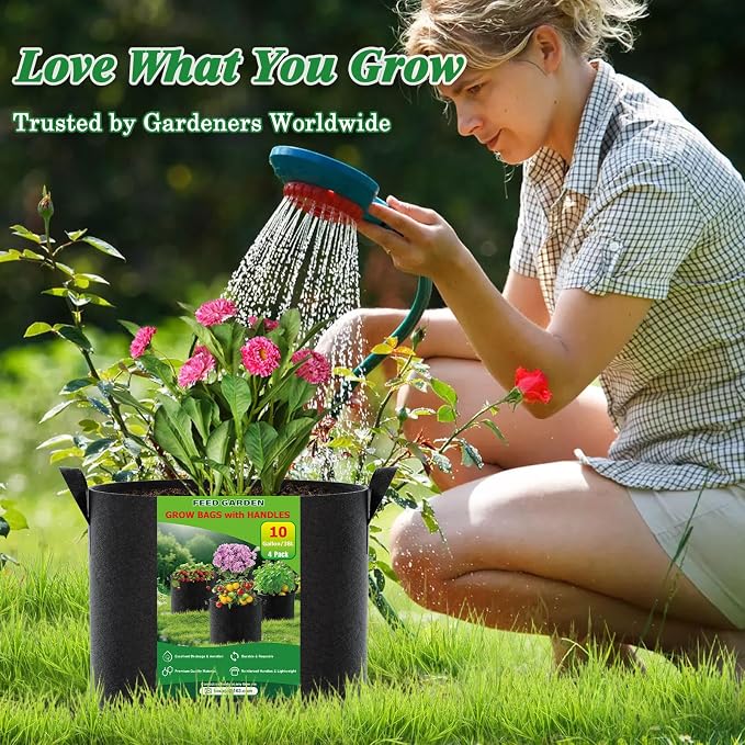 7 Gallon Grow Bags 4 Pack – 300G Thickened Fabric Plant Pots - Image 6