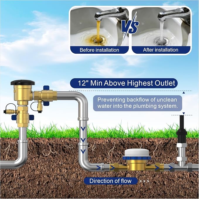 1 Inch Brass Backflow Preventer Valve, 400 PSI Pressure Vacuum Breaker | - Image 6