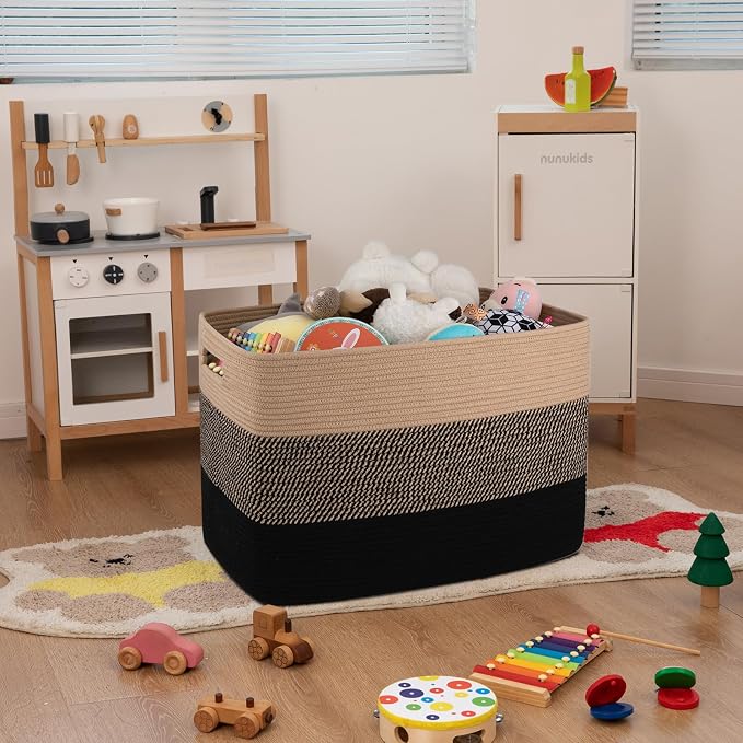 OIAHOMY 108L Extra Large Blanket Basket Dog Toy Basket Yellow and Black | - Image 2