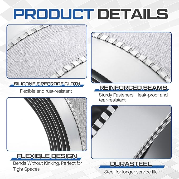 Zonon 6-1/2 x 50 ft Silicone Flexible Duct Connector Canvas Duct Connector Roll - Image 3