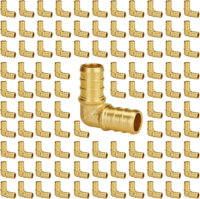 100-Pack 1/2" PEX 90 Degree Elbow, PEX Fittings 1/2 Inch | Brass by SUNGATOR