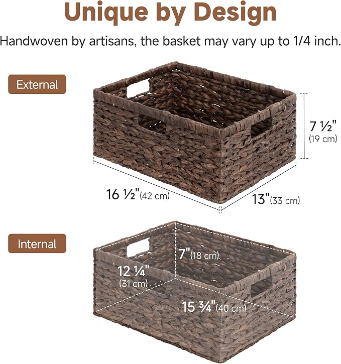 StorageWorks Large Wicker Baskets, Water Hyacinth Woven Baskets, Wicker Storage - Image 7