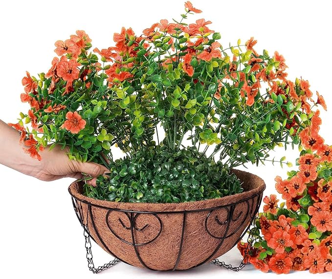 Artificial Fake Fall Hanging Plants Flowers Basket - Image 5