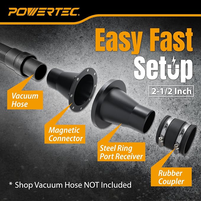 POWERTEC 4” & 2-1/2" Magnetic Dust Collection Fittings Complete Setup Kit - Image 3