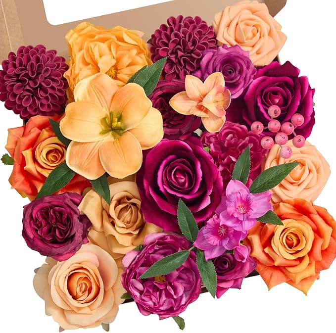 Alecono Hot Pink and Orange Silk Artificial Flowers by AleconoBetterYourLife