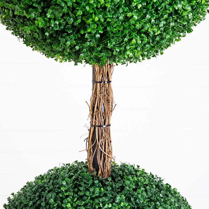 Nearly Natural 8ft UV Resistant Artificial Triple Ball Boxwood Topiary Tree - Image 4