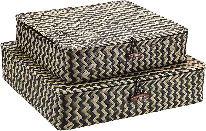 Hipiwe 2Pcs Flat Wicker Woven Basket - Image 8