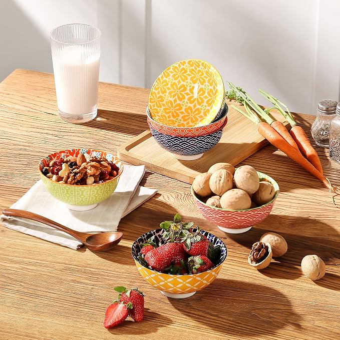 Metahom Small Ceramic Bowls, Colorful Dessert Bowls 10 Oz, 4.75" Decorative - Image 5