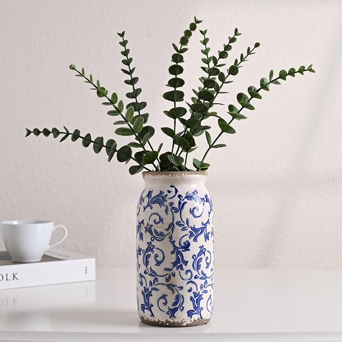 VICTOR & TERESA Rustic Blue and White Vase - Image 6