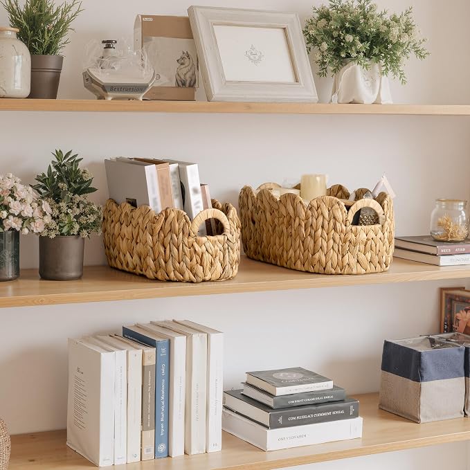 StorageWorks Scalloped Wicker Basket, Woven Baskets - Image 6