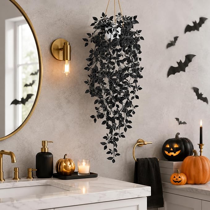 Der Rose Fake Hanging Plant for Halloween Bathroom Decor, Bookshelf Accent | - Image 4