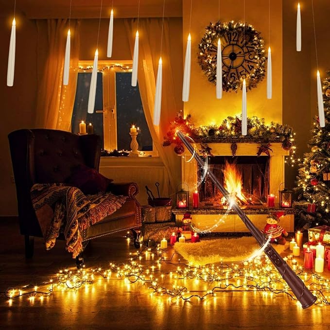 24 Pcs Halloween LED Magic Hanging Floating Candles, Taper Flickering Flameless - Image 7