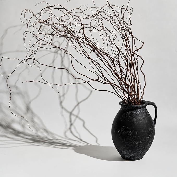 LB2 Black Ceramic Large Vase, 11.2" Tall Zen Style Vase, Terra Cotta Pitcher - Image 4
